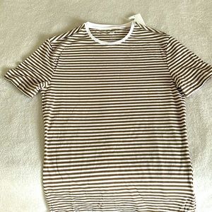 H&M Men’s Small Brown and White Striped Slimfit T-Shirt